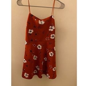 Burnt orange floral mini dress